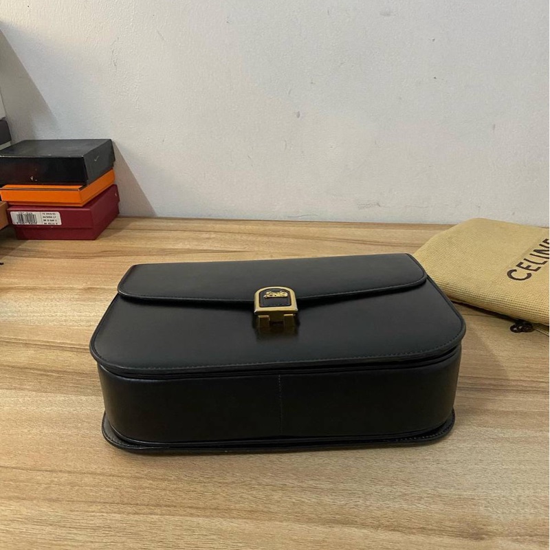 CELINE Vintage 馬車包 斜背包 黑色 Box皮 中古-3