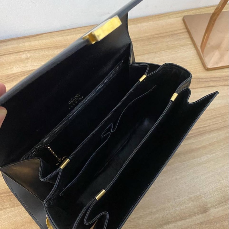 CELINE Vintage 馬車包 斜背包 黑色 Box皮 中古-4