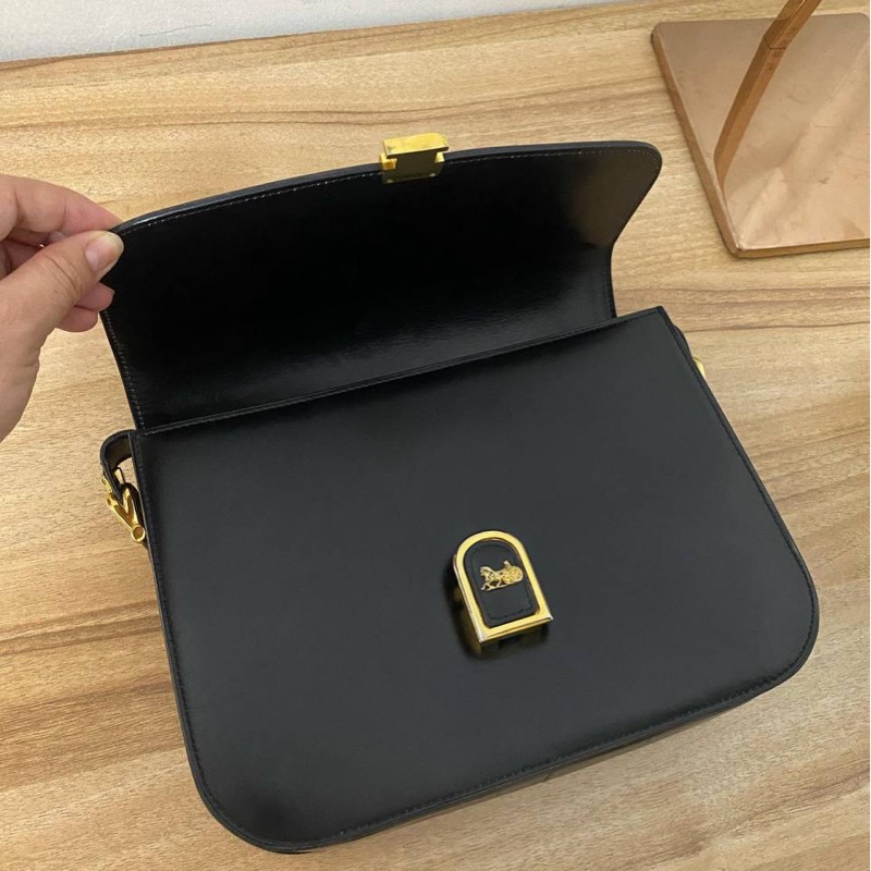 CELINE Vintage 馬車包 斜背包 黑色 Box皮 中古-5