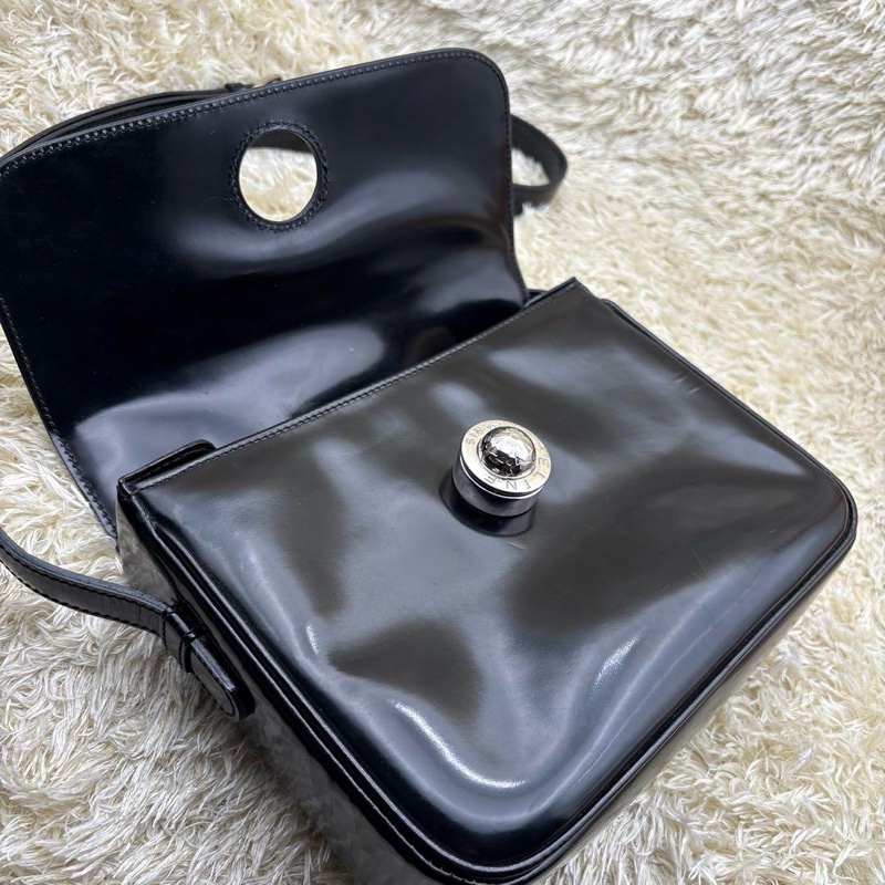 CELINE 移動星球 黑銀色 搪瓷皮 外縫線 斜背包 星球 中古 Vintage 全網唯一-7