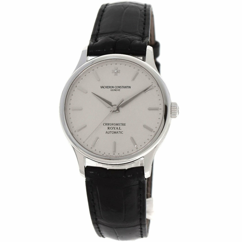 江詩丹頓 47021 000G 8653 Chronometer Royale 鑽石腕錶 18K 白金 皮革 男士 VACHERON CONSTANTIN-0