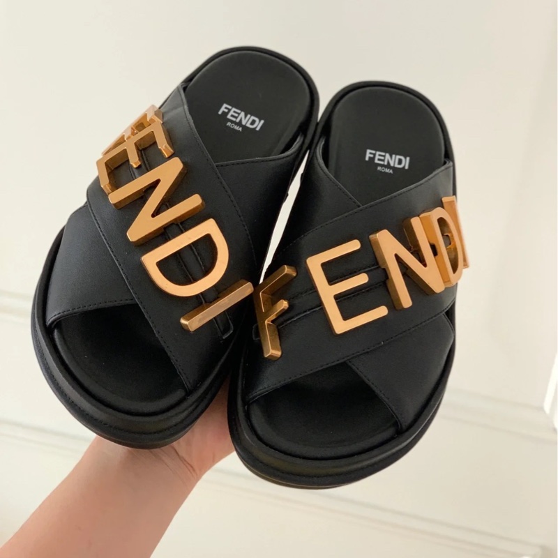 Fendi • Fendigraphy 經典字母牛皮拖鞋-4