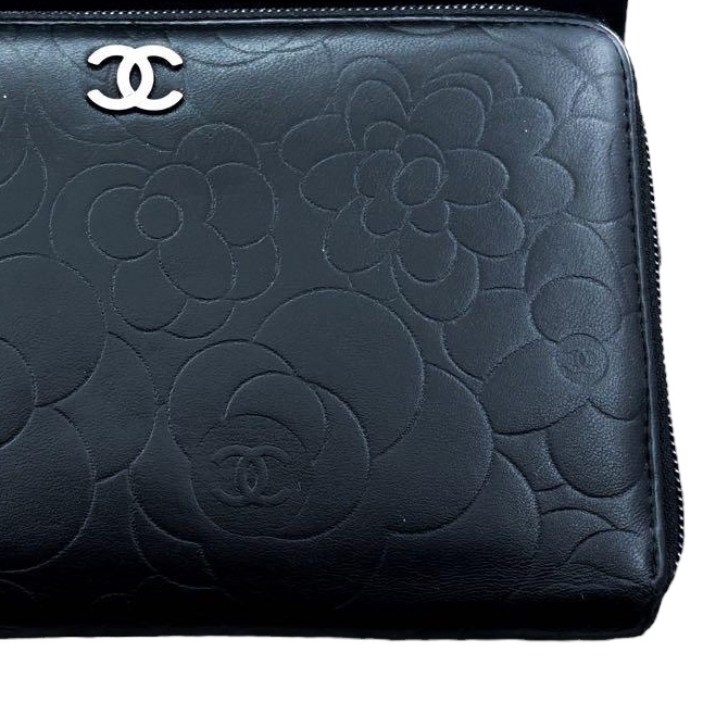 Chanel 山茶花壓紋長夾|經典稀有款 ✦fufu style精品✦ 二手香香包|Vintage入門首選|錢包.皮夾-7