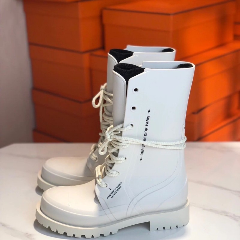DIOR 白色 馬丁靴 雨靴 防水 9新-0