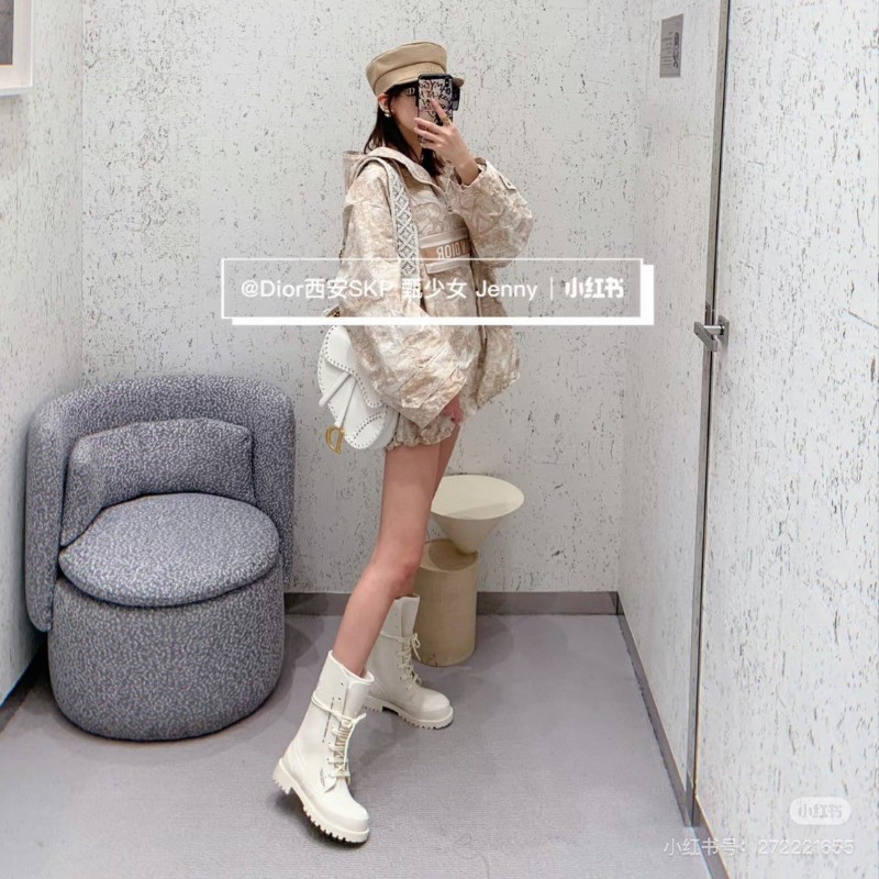 DIOR 白色 馬丁靴 雨靴 防水 9新-4