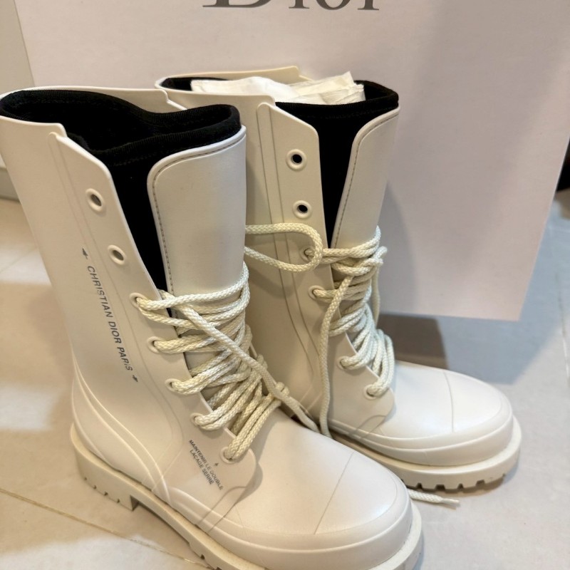 DIOR 白色 馬丁靴 雨靴 防水 9新-6