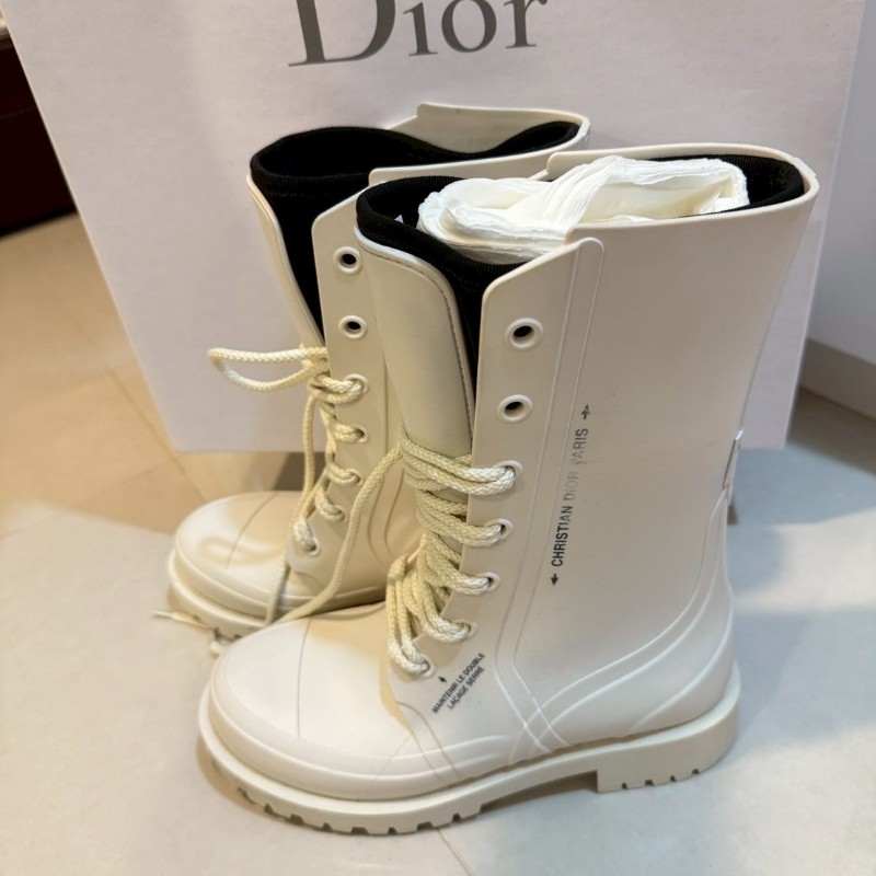 DIOR 白色 馬丁靴 雨靴 防水 9新-7