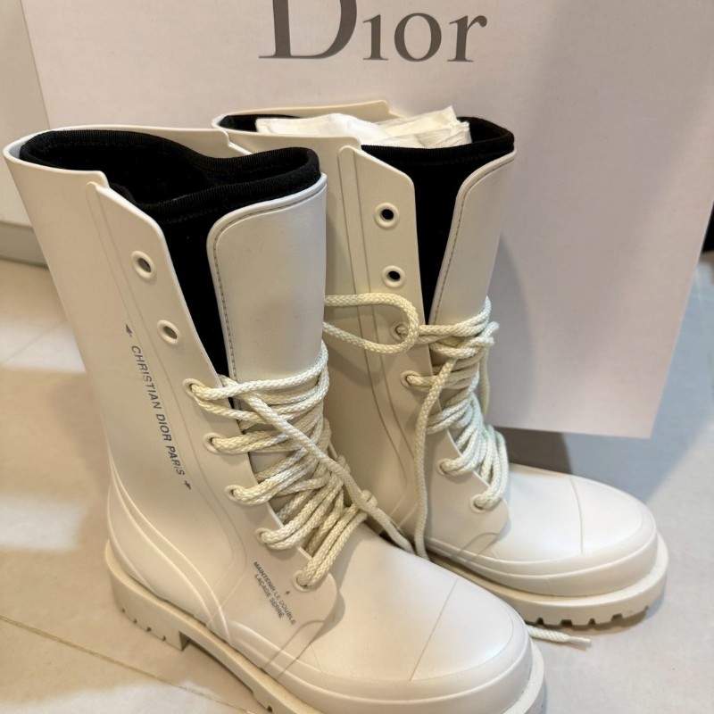 DIOR 白色 馬丁靴 雨靴 防水 9新-8