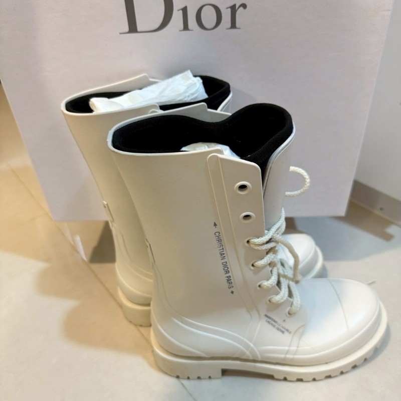 DIOR 白色 馬丁靴 雨靴 防水 9新-9