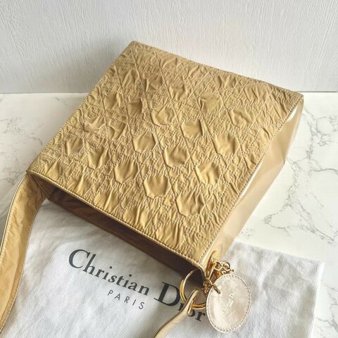 【LA LUNE】絕版中古包 Dior 米色金扣單肩包 側背包 古董包 托特包 復古包