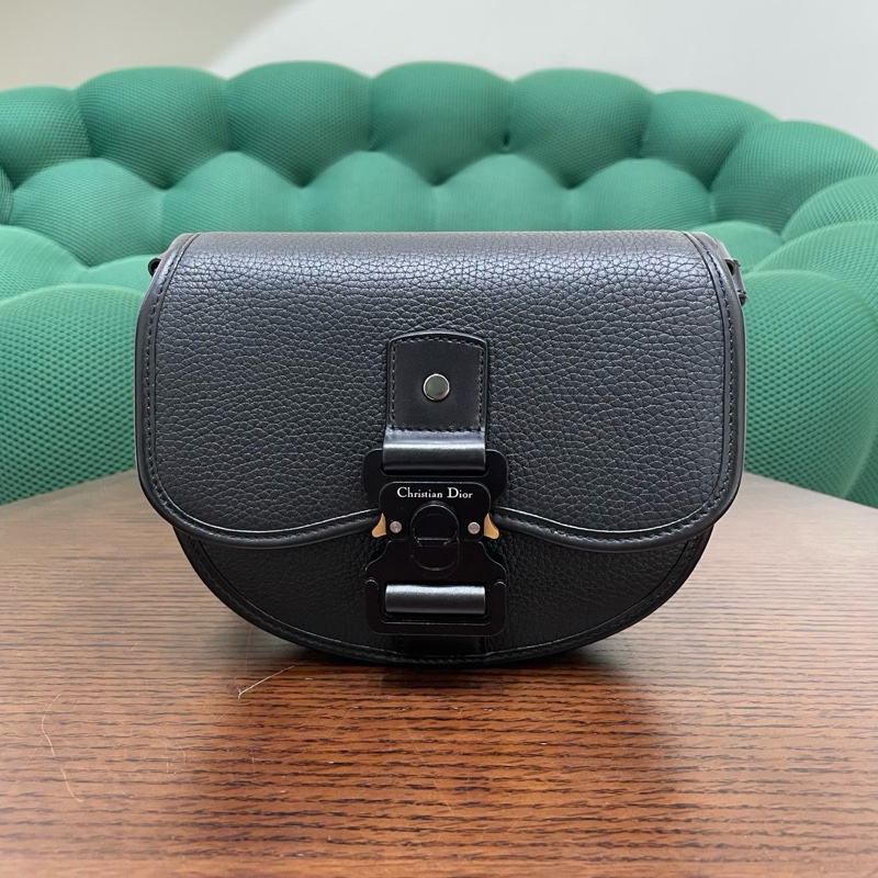 Dior迪奧gallop全皮黑色男士郵差包斜挎包-1