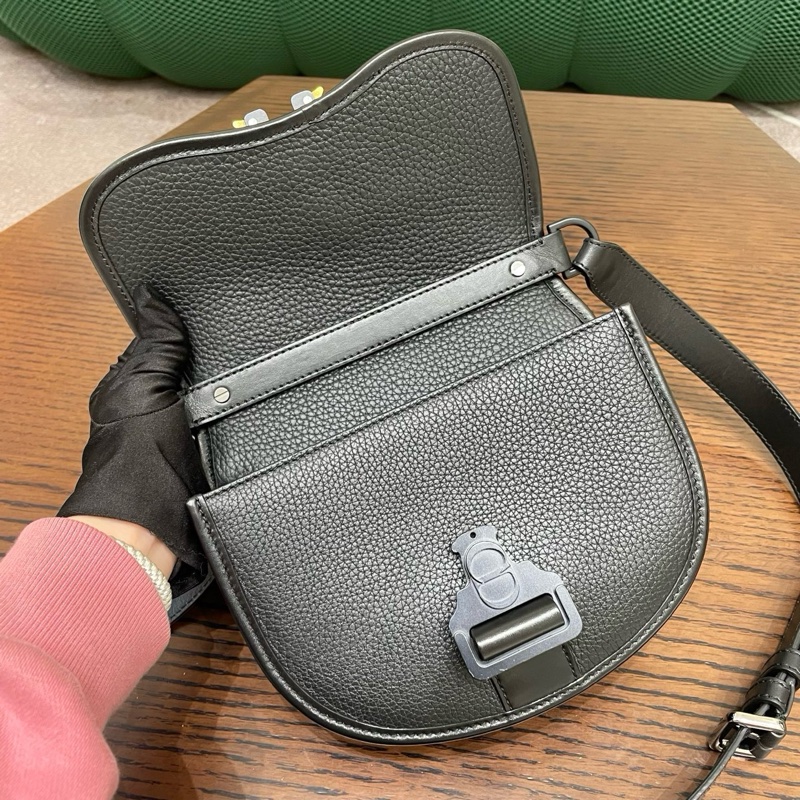 Dior迪奧gallop全皮黑色男士郵差包斜挎包-7