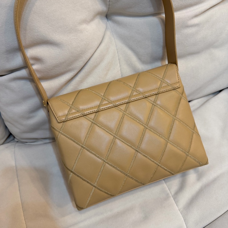 Chanel 香奈兒 米色 Kelly shoulder 單肩包 外縫線 大菱格 中古 24K金 Vintage-6