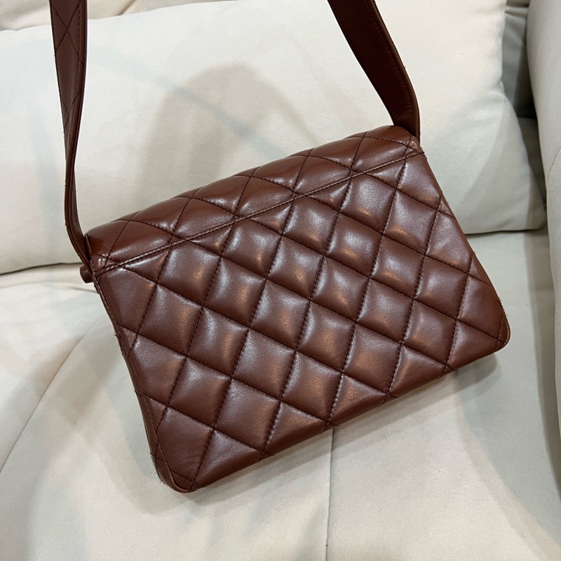 Chanel 香奈兒 網紅爆款 Kelly shoulder 巧克力色 中古 24K金 Vintage-2