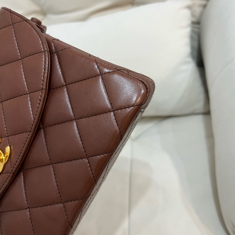 Chanel 香奈兒 網紅爆款 Kelly shoulder 巧克力色 中古 24K金 Vintage-7