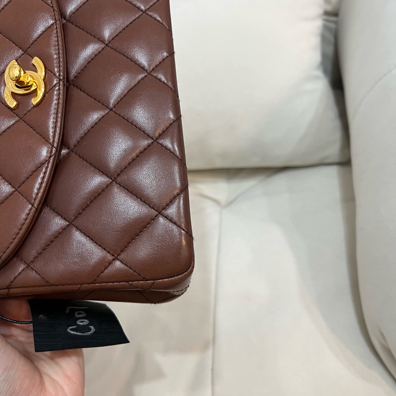 Chanel 香奈兒 網紅爆款 Kelly shoulder 巧克力色 中古 24K金 Vintage-8