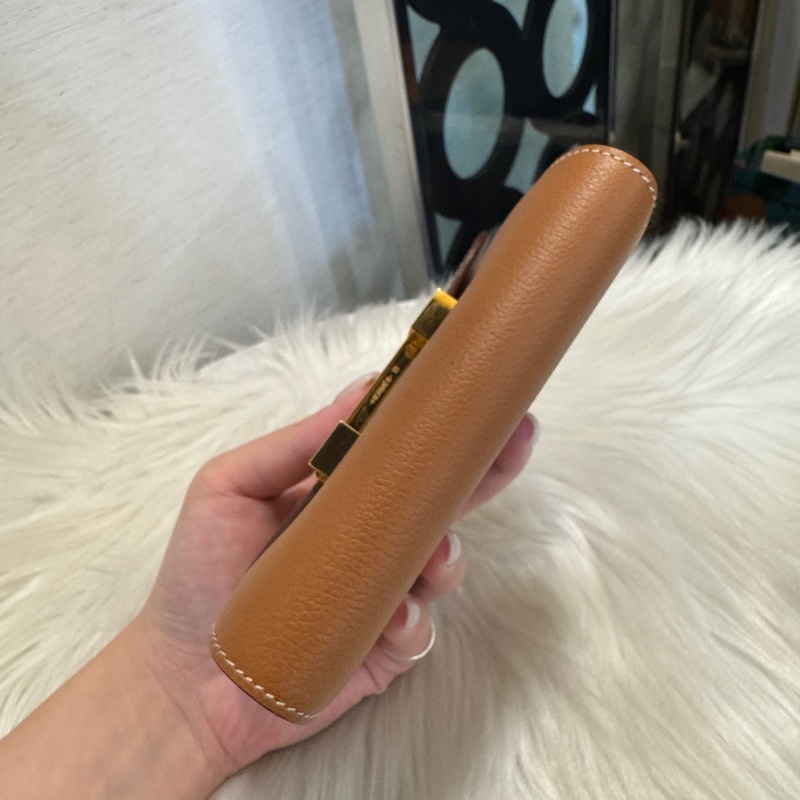 Hermes Constance 金棕金Evercolor 康康短夾 +鏈袋變顆包😍-2