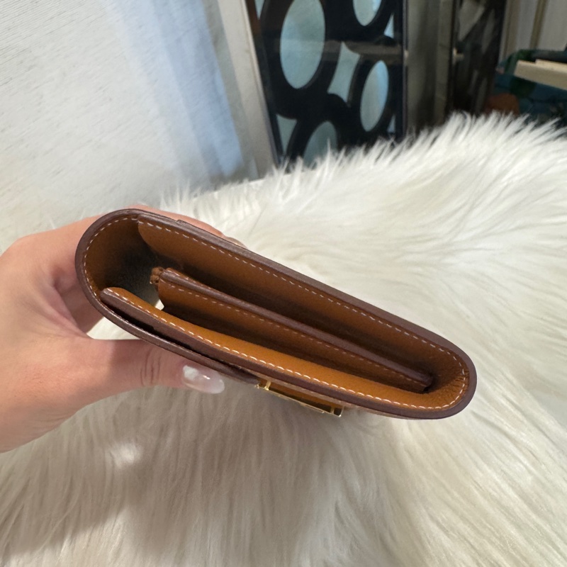 Hermes Constance 金棕金Evercolor 康康短夾 +鏈袋變顆包😍-3