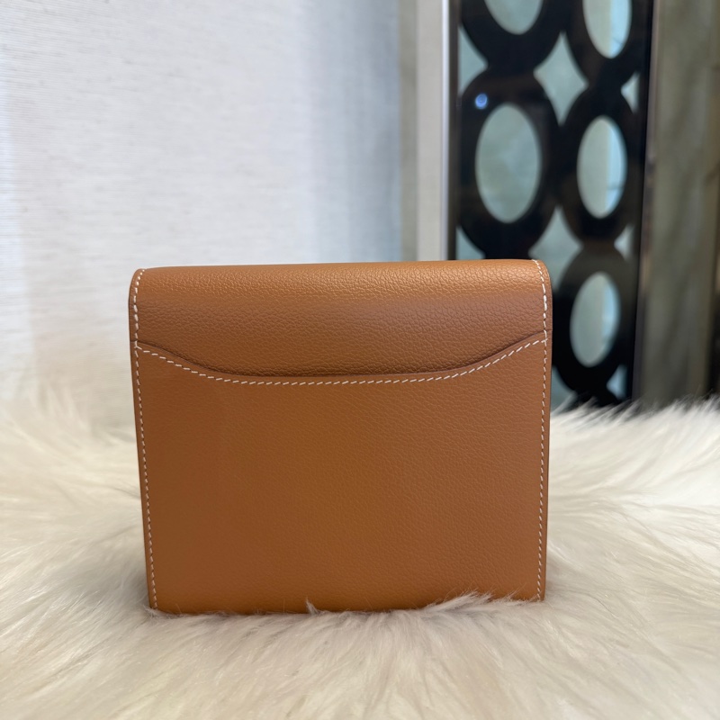 Hermes Constance 金棕金Evercolor 康康短夾 +鏈袋變顆包😍-11