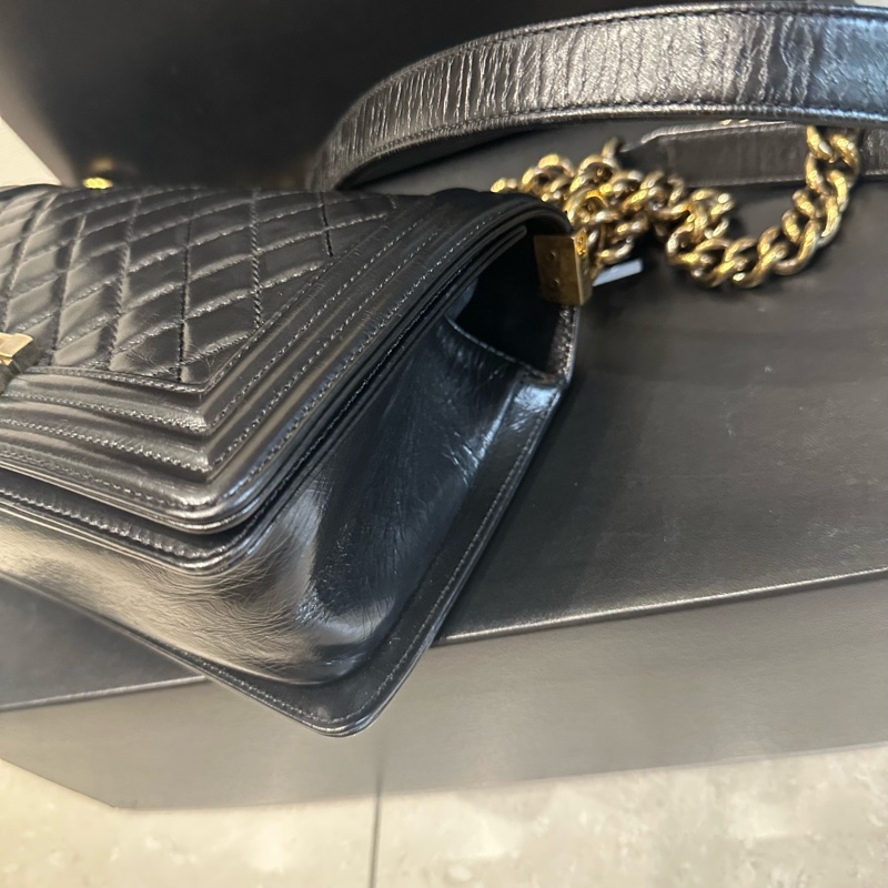 全配❤️香奈兒 #黑金 #leboy #boy25  #油臘牛皮 +復古金釦-16