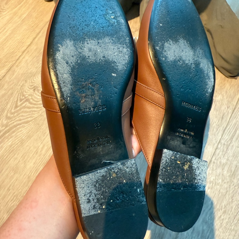 💖Hermes 流蘇 穆勒鞋💖 38號 棕色 ✨不議價✨-15