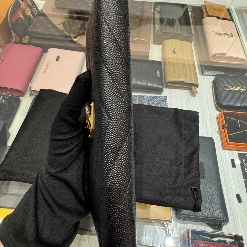 *SHIHNA名牌精品*YSL Monogram 魚子醬 金logo 拉鍊長夾-5