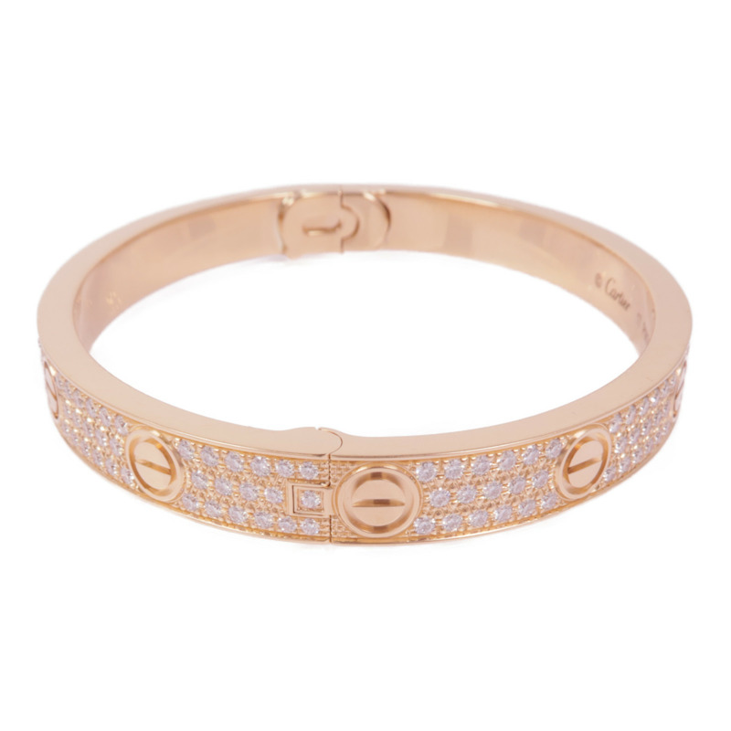 CARTIER 【激減優惠】18K玫瑰金Love Bracelet Full Diamond鑽石手鐲Cartier#17-1