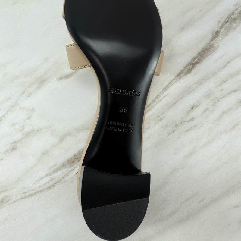 愛馬仕 Hermès Oasis sandals 亞麻米 奶茶色 豹紋低跟涼鞋-6