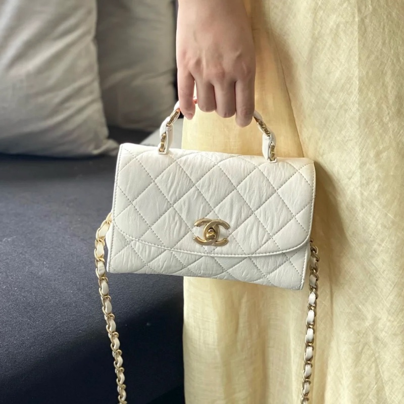 Chanel • Coco Handle 經典白金褶皺羊皮翻蓋包 全配💖-1