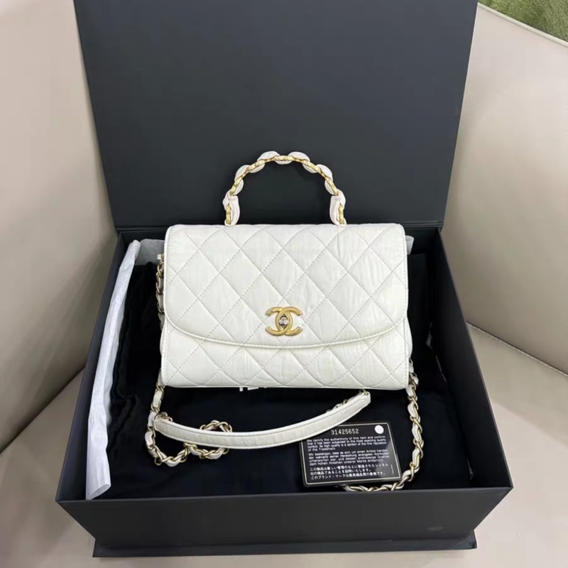 Chanel • Coco Handle 經典白金褶皺羊皮翻蓋包 全配💖-2