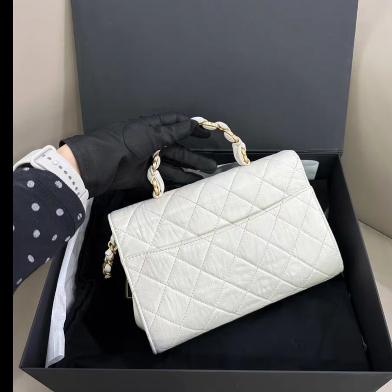 Chanel • Coco Handle 經典白金褶皺羊皮翻蓋包 全配💖-4