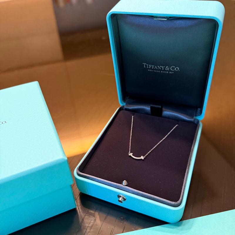 Tiffany  SMILE 微笑項鍊 18k 白金鑽石滿鑽項鍊-0