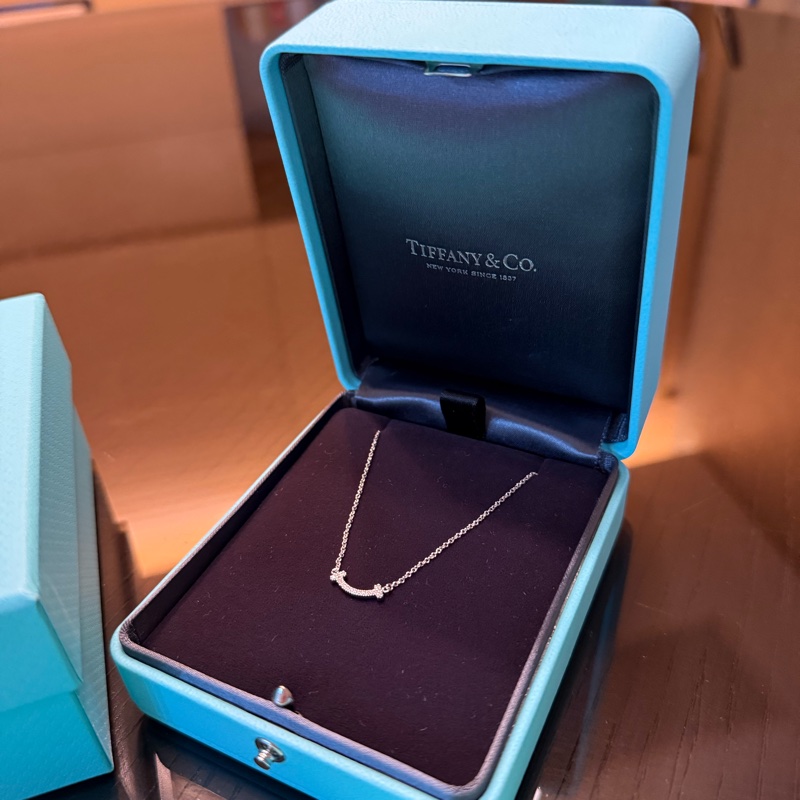 Tiffany  SMILE 微笑項鍊 18k 白金鑽石滿鑽項鍊-2