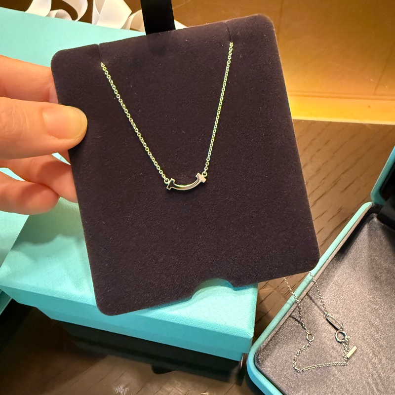 Tiffany  SMILE 微笑項鍊 18k 白金鑽石滿鑽項鍊-5