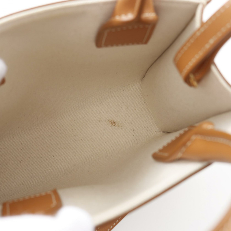 CELINE 迷你垂直 Cabas 手提斜背包 193302 帆布 皮革 天然 二手-4