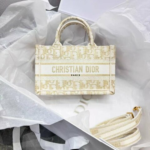Dior booktote托特迷你包斜背oblique印花米色  全新 配件塵袋盒子
