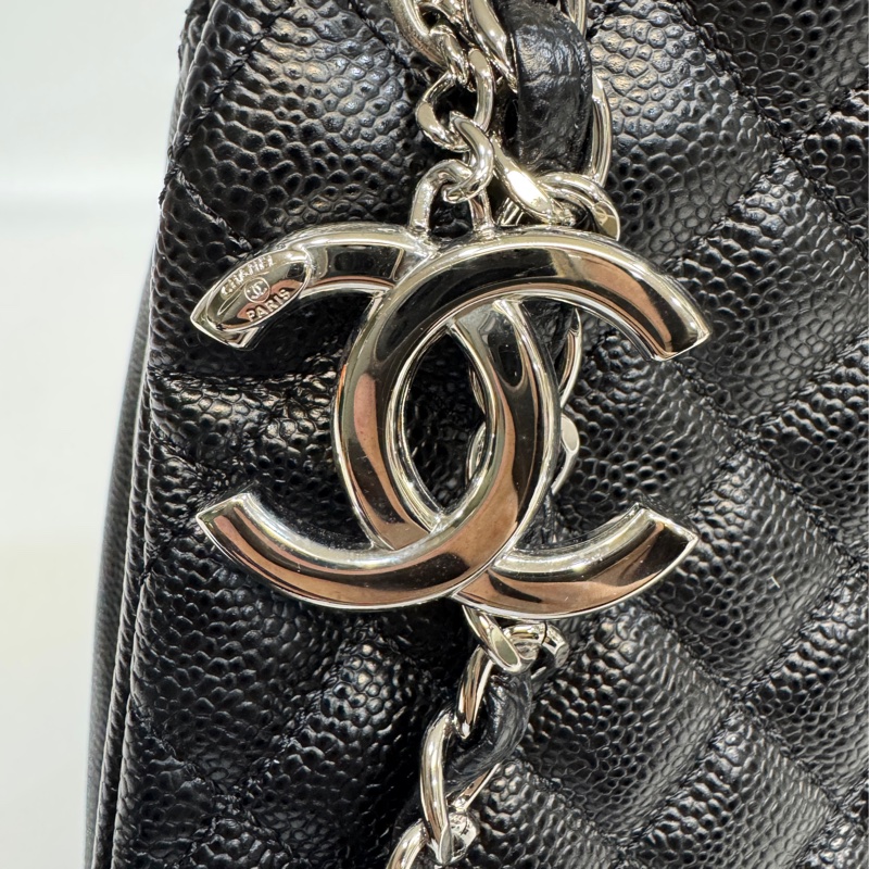 CHANEL黑銀牛皮保齡球包 A67642-7