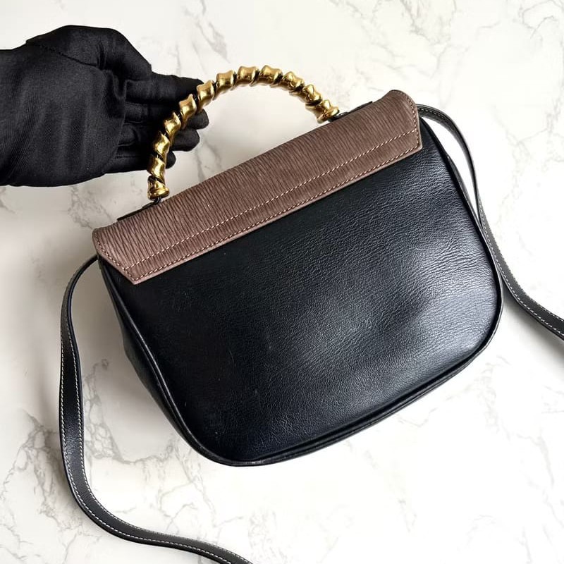 【LA LUNE】絕版中古包 Loewe拼色蛇骨凱莉包 側背包 斜背包 皮革包 單肩包-1