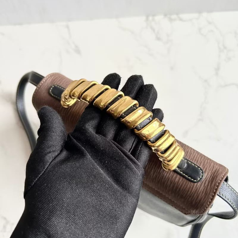 【LA LUNE】絕版中古包 Loewe拼色蛇骨凱莉包 側背包 斜背包 皮革包 單肩包-3