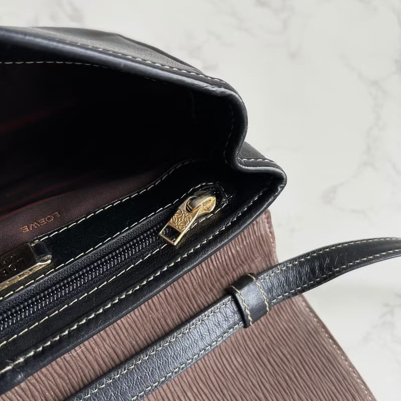 【LA LUNE】絕版中古包 Loewe拼色蛇骨凱莉包 側背包 斜背包 皮革包 單肩包-7