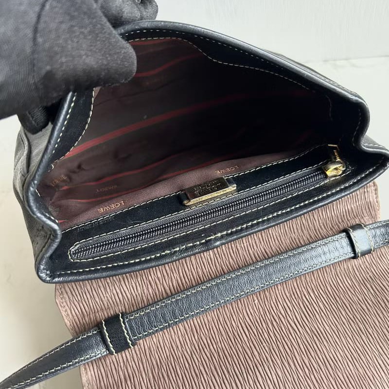 【LA LUNE】絕版中古包 Loewe拼色蛇骨凱莉包 側背包 斜背包 皮革包 單肩包-8