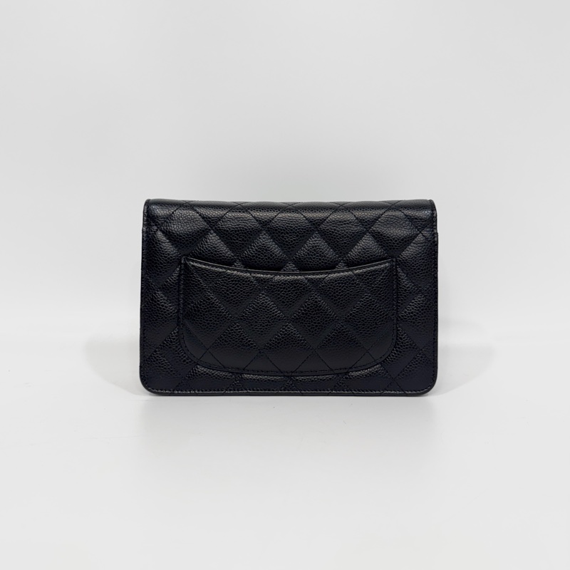 CHANEL黑金荔枝牛皮菱格紋WOC鏈包/A33814-3