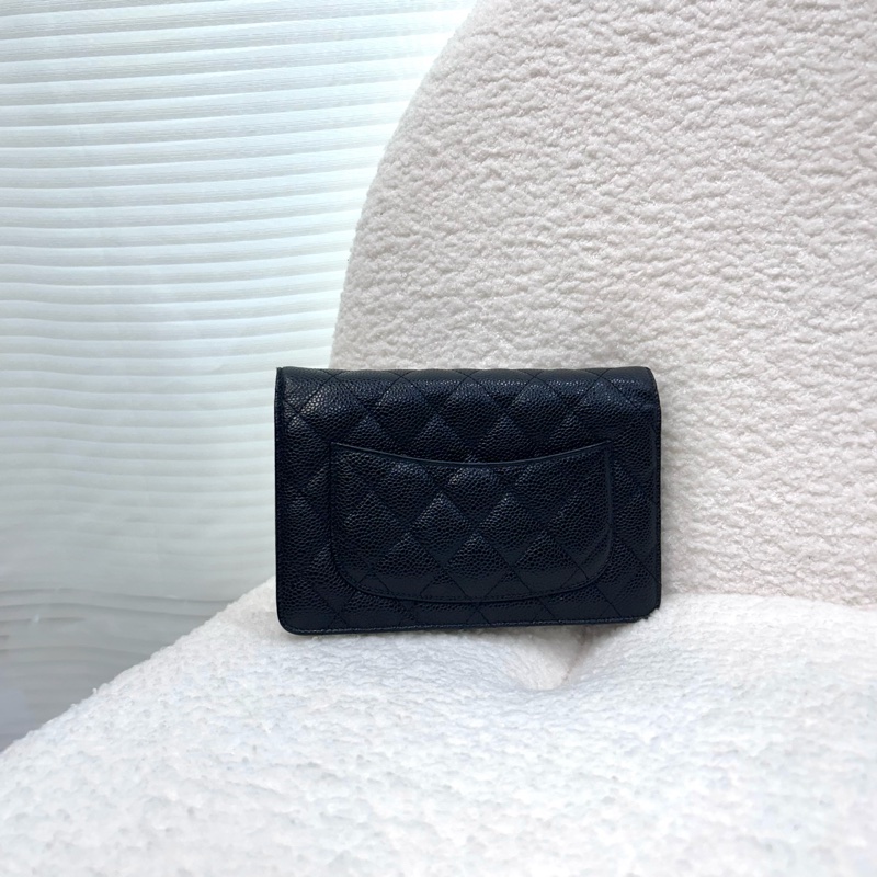 超優惠🖤CHANEL黑金荔枝牛皮菱格紋WOC鏈包/A33814-9