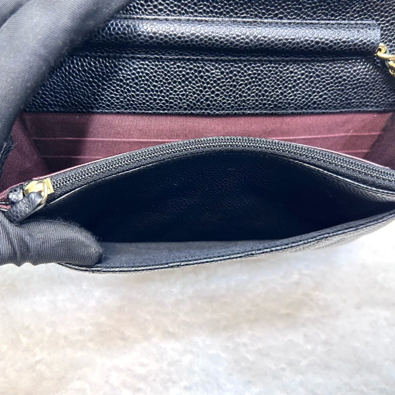 超優惠🖤CHANEL黑金荔枝牛皮菱格紋WOC鏈包/A33814-20