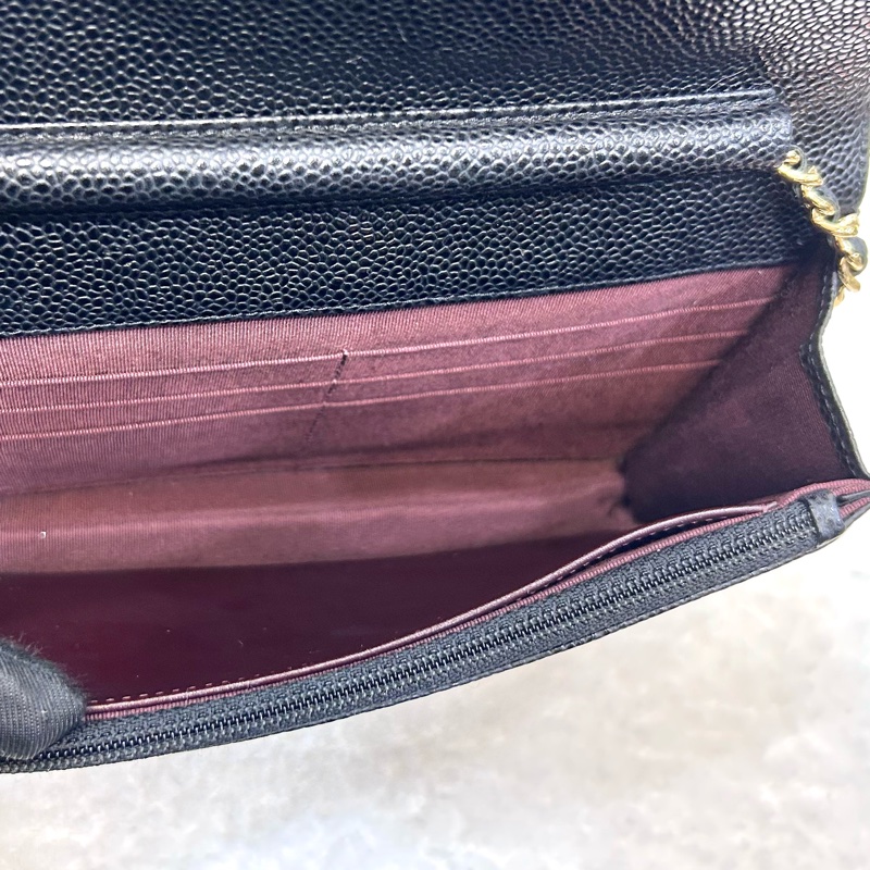 超優惠🖤CHANEL黑金荔枝牛皮菱格紋WOC鏈包/A33814-21