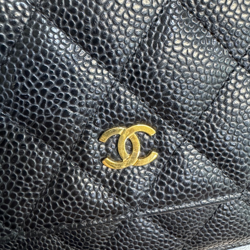 超優惠🖤CHANEL黑金荔枝牛皮菱格紋WOC鏈包/A33814-18