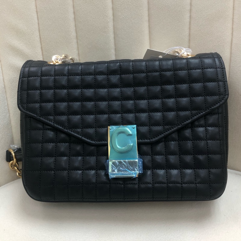 CELINE C Logo 方格牛皮斜孭袋 XA925-0