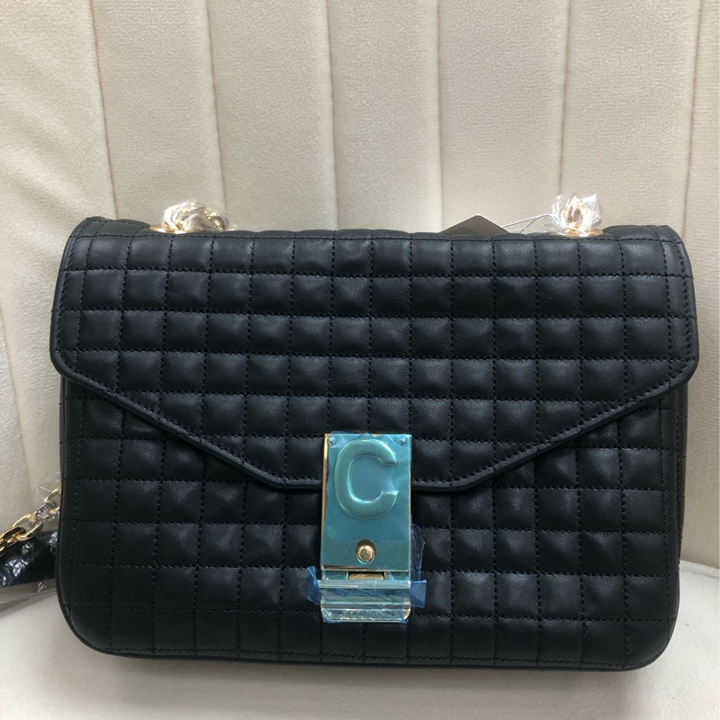 CELINE C Logo 方格牛皮斜孭袋 XA925-1