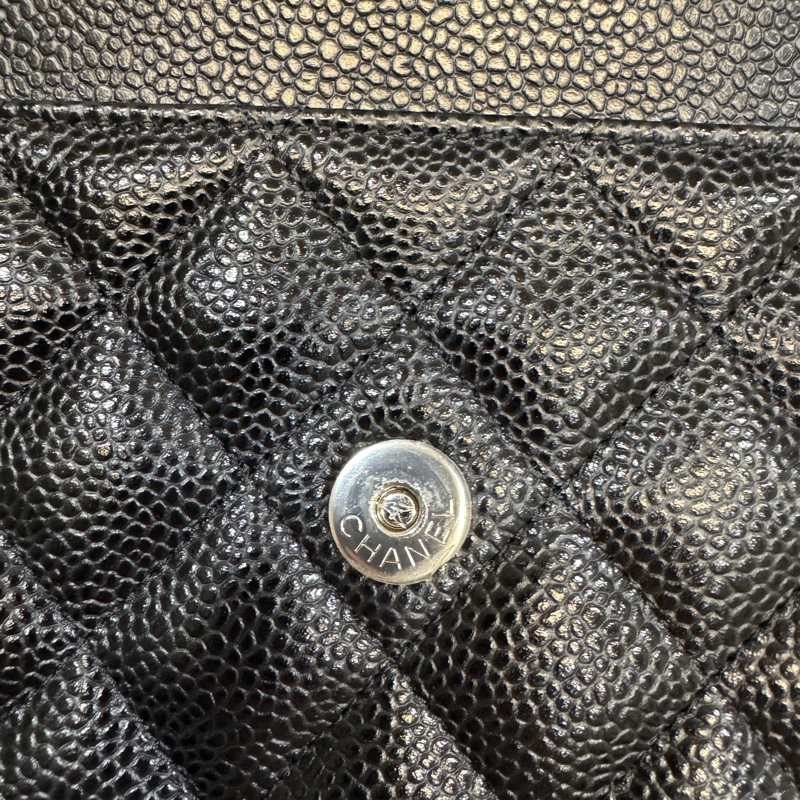 CHANEL黑銀荔紋牛皮磁吸釦WOC/AP0250-10