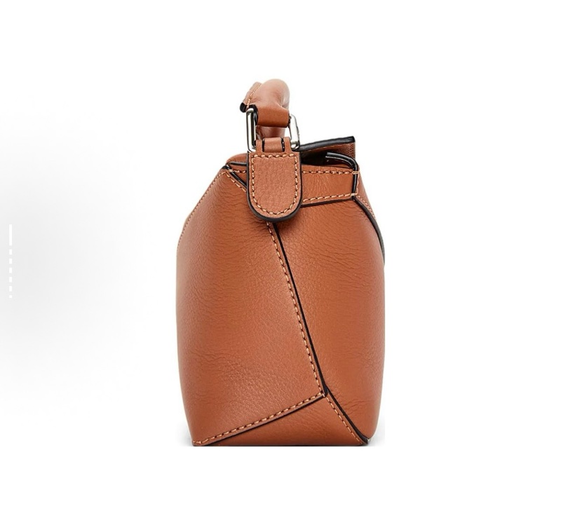 LOEWE羅意威 Puzzle 可拆卸可調節肩帶牛皮革手提單肩斜挎包 迷你 棕褐色-3